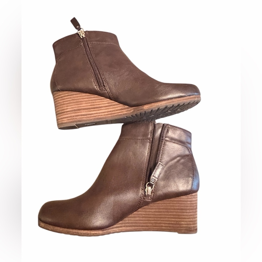 Dr. Scholl's Womens Boots Size 10 Diana Booties Chocolate Brown Excellent Wedge - Picture 3 of 8